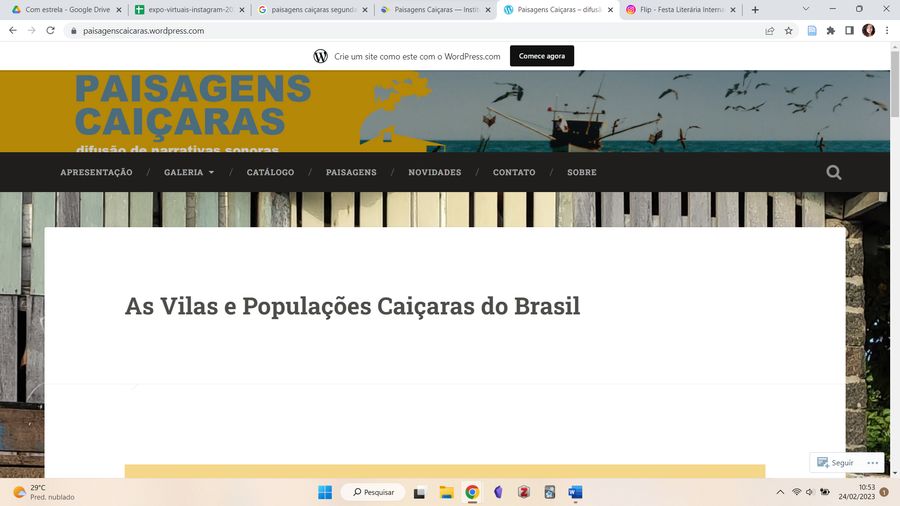 Registro do evento 'Paisagens Caiçaras 2ª edição - Vilas e Populações Caiçaras do Brasil', obtido em 24/02/2023 11:18:05