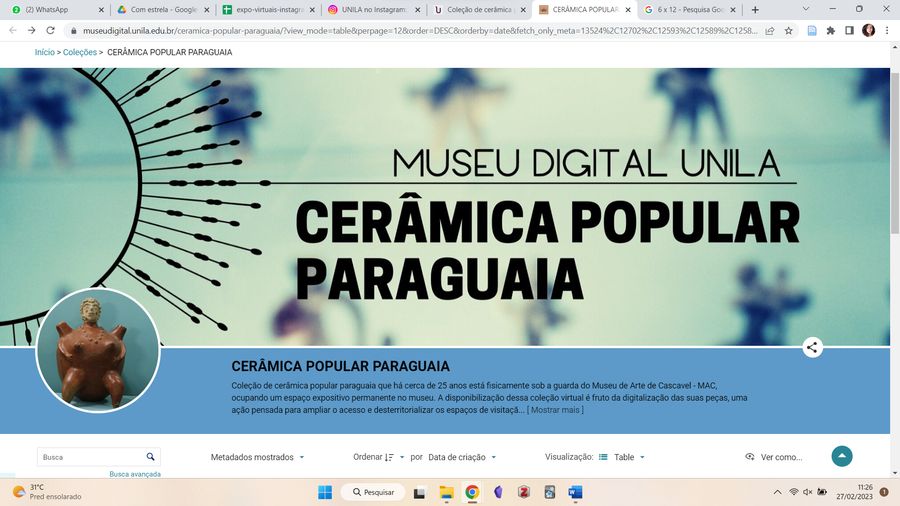 Registro do evento 'Cerâmica Popular Paraguaia', obtido em 27/02/2023 11:34:15