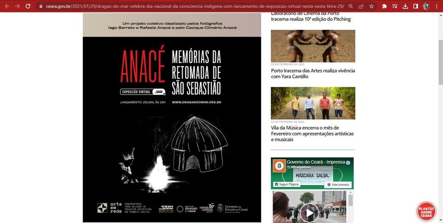 Registro do evento 'Anacé - memórias de retomada de São Sebstião ', obtido em 23/02/2023 16:36:16