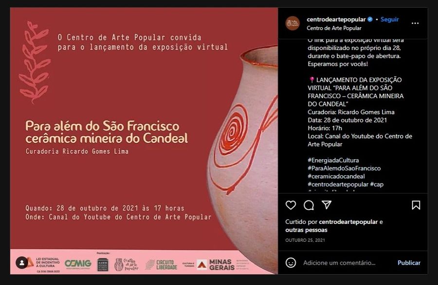 Registro do evento 'Para além do São Francisco cerâmica mineral do Candeal', obtido em 15/02/2023 08:37:19